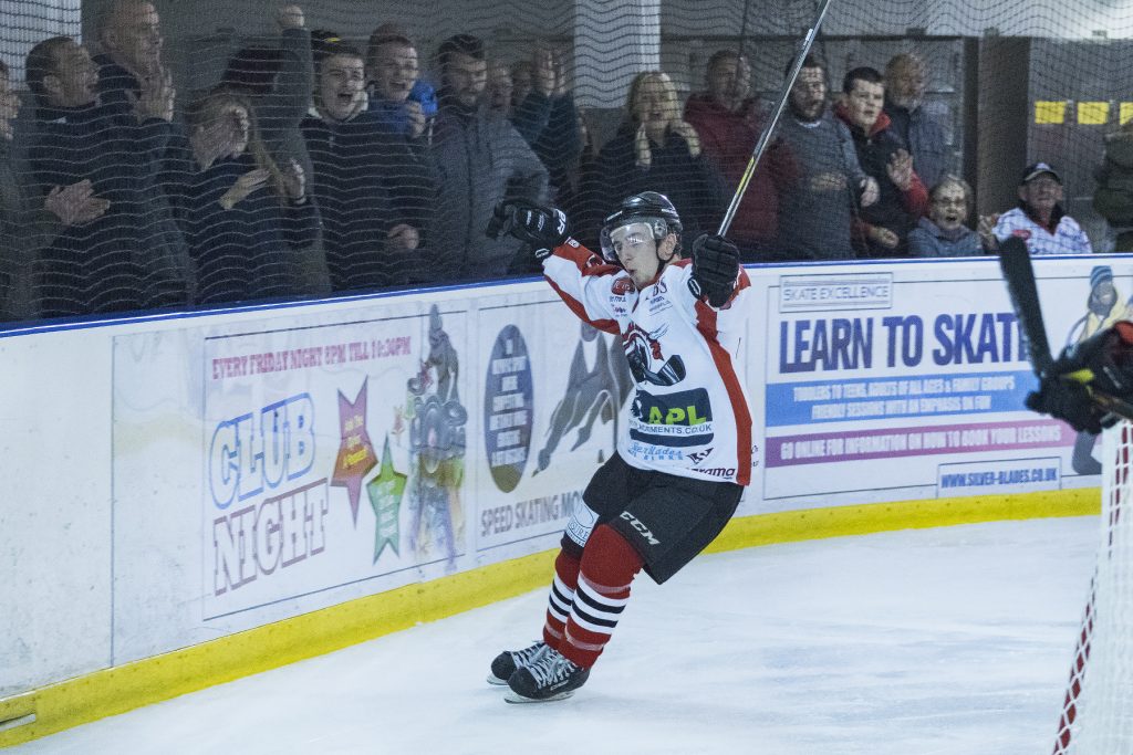 Rich Slater enjoys his goal which sealed things up for the Barons (Steve Crampton)