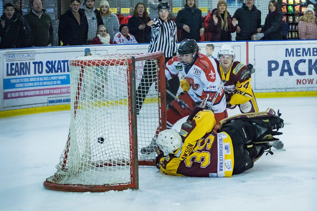 Ed Eaton slots home the rebound (S Crampton)