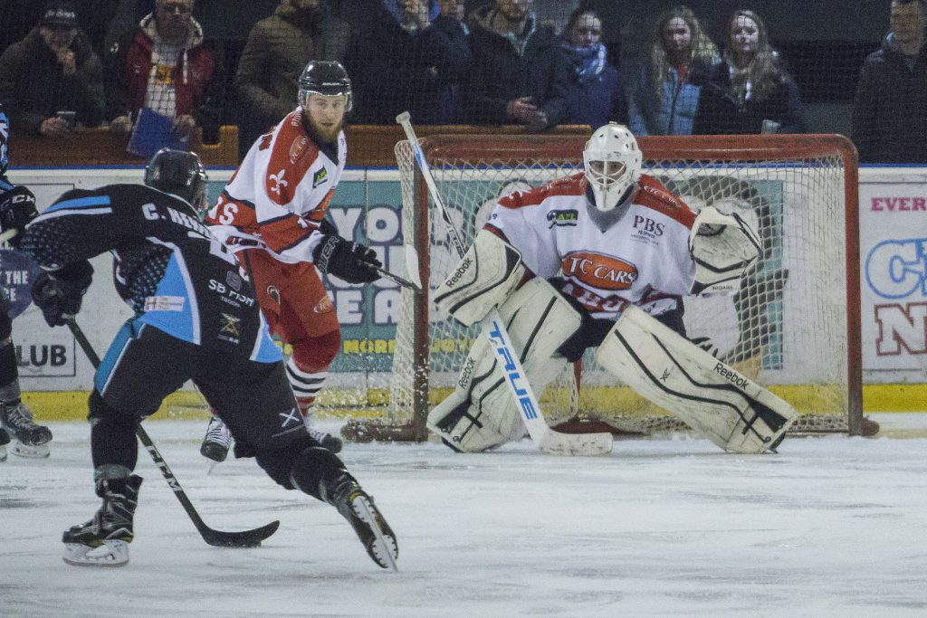 Dangy Brittle was in good form between the pipes for the Barons (S Crampton)