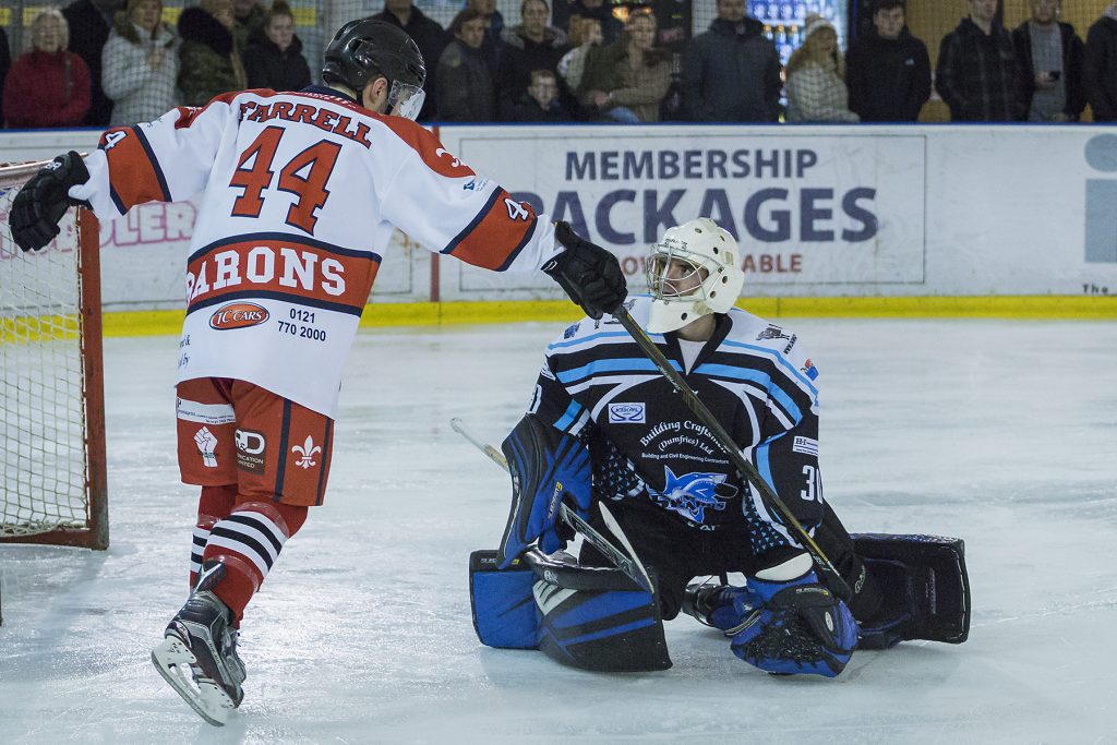 Elliot Farrell gets the eye from Calum Hepburn after leaving his stick in (Steve Crampton)