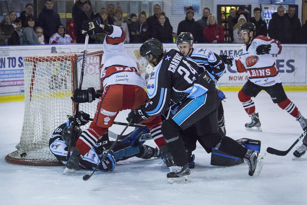 Marcus Maynard & Luke Brittle pressure the Solway net (S Crampton)