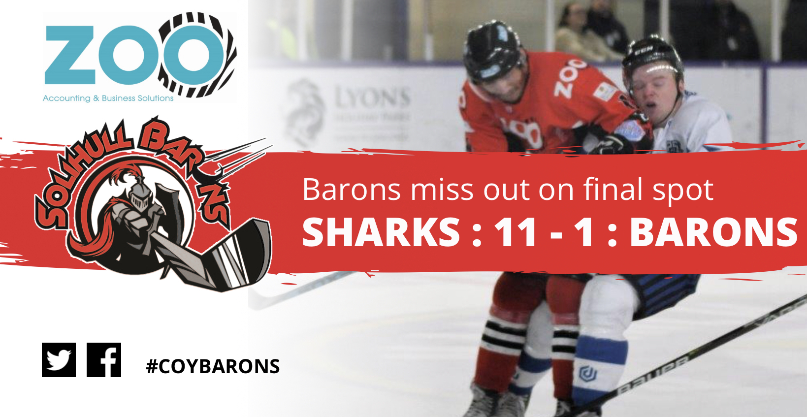 Barons end season with 1/4 final loss against Sharks