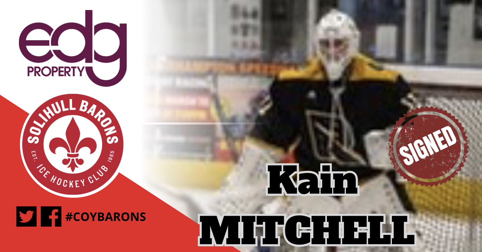 Kain Mitchell becomes Barons 3rd goalie