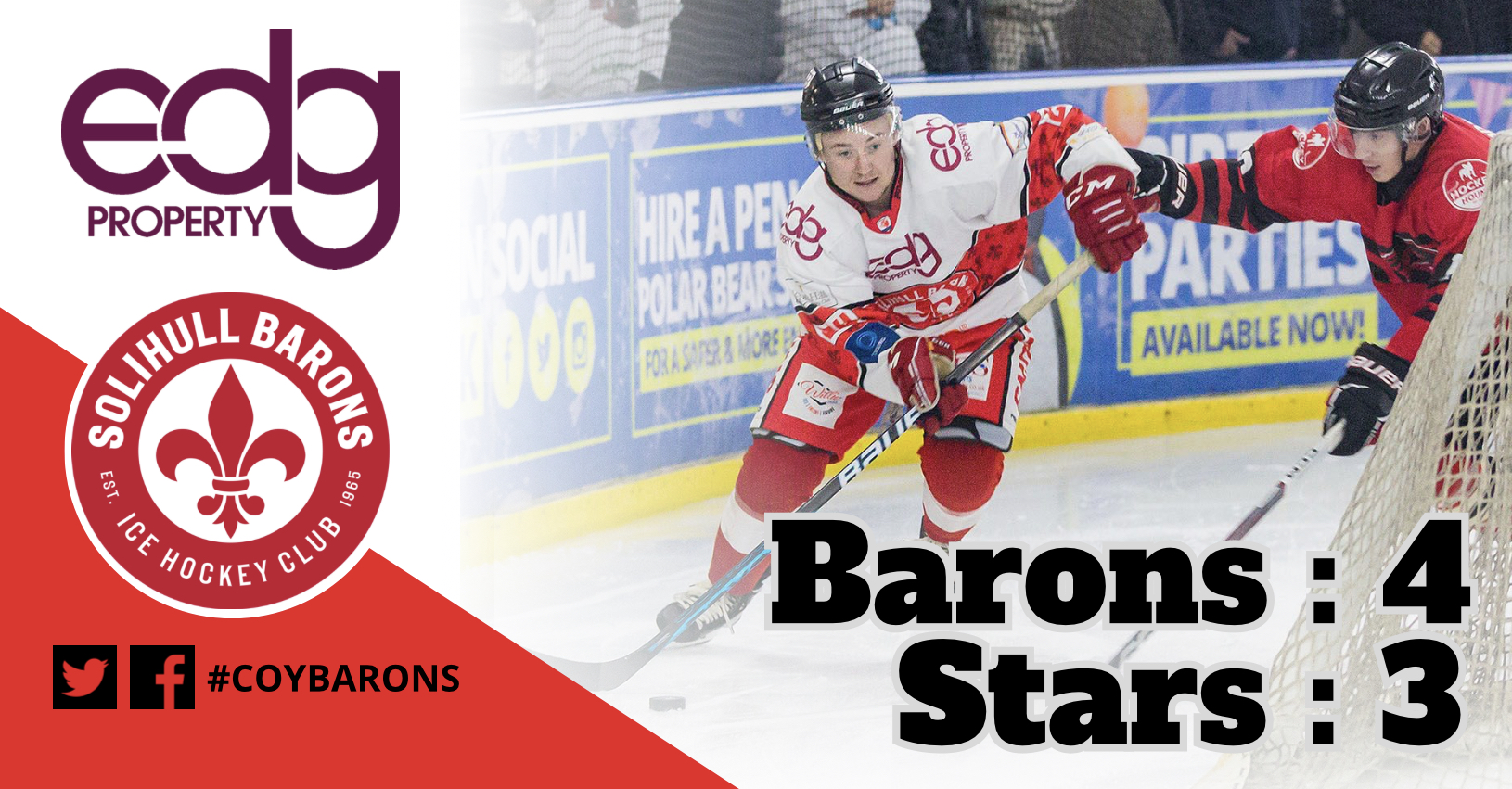 Barons round off 4pt weekend with narrow win over Stars