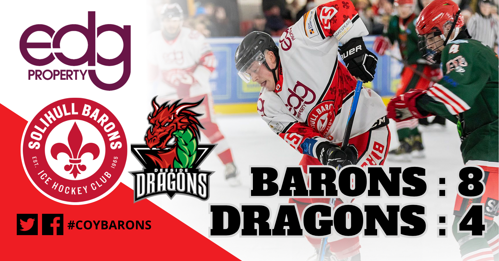 Barons consolidate 2nd with win over Dragons